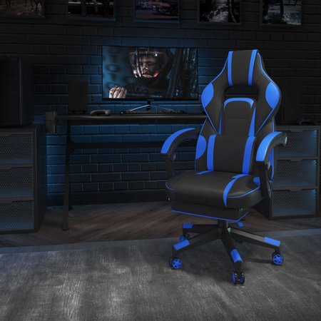 FLASH FURNITURE Black/Blue Reclining Gaming Chair with Footrest CH-00288-BL-GG